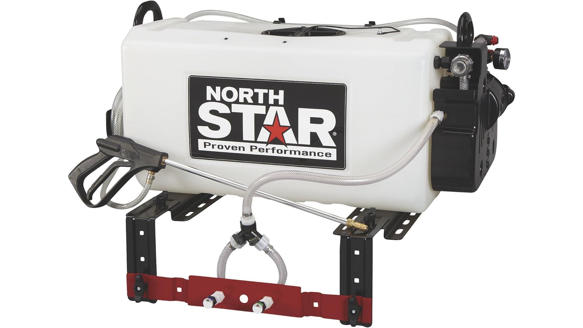 NorthStat ATV mounted sprayer on white background.