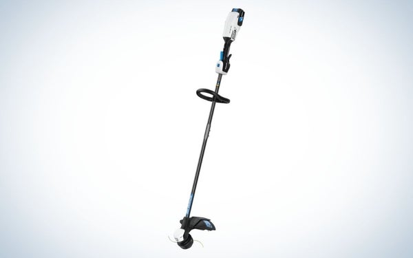 Black and gray brushless string trimmer with bump feed head