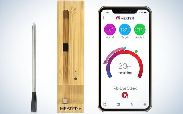 Meater Smart Meat Thermometer with app on iPhone