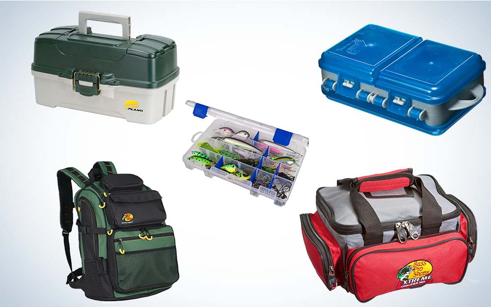 Collage of Field & Stream's best tackle boxes