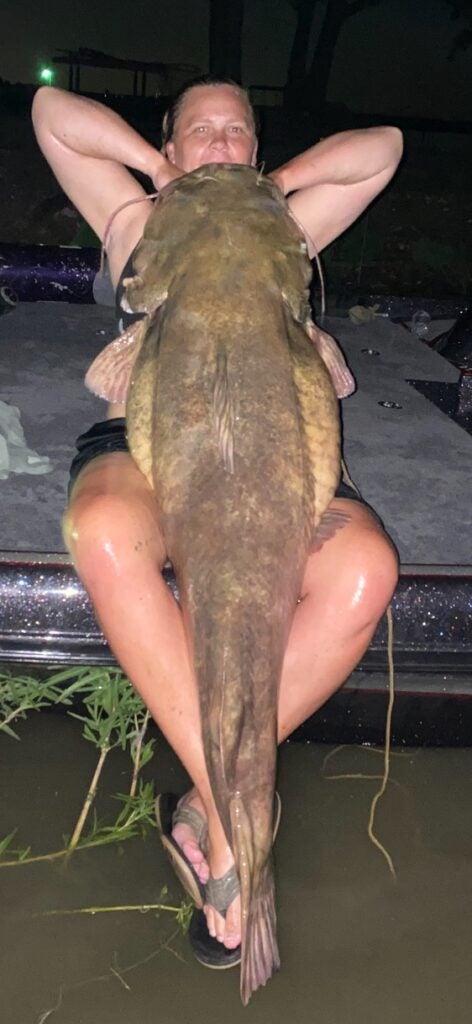 Kodi Bennett with the 106-pound catfish