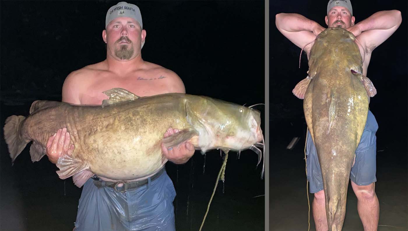 Levi Bennett with 106 pound catfish