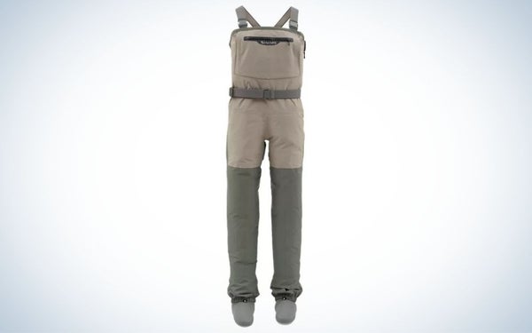 A pair of overalls for women which have two laces from above and legs with long sleeves below as well as a black belt in the middle, as well as are gray in color and with a square pocket on the front.