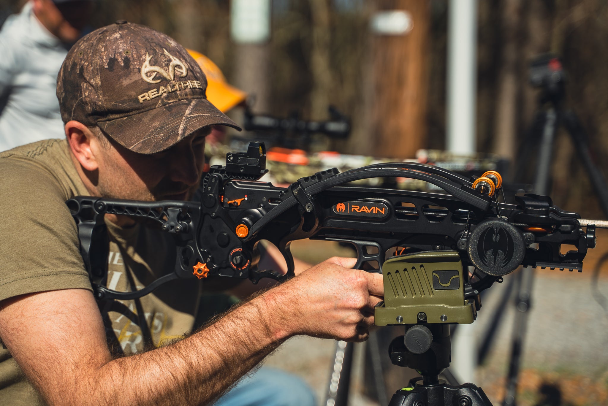 photo of tester shooting the Ravin R18 crossbow