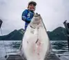 Lisa Stengel with her world-record halibut.