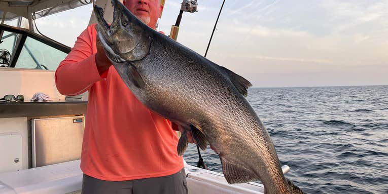 Illinois Charter Boat Angler Nabs Near-Record 34-Pound Chinook Salmon