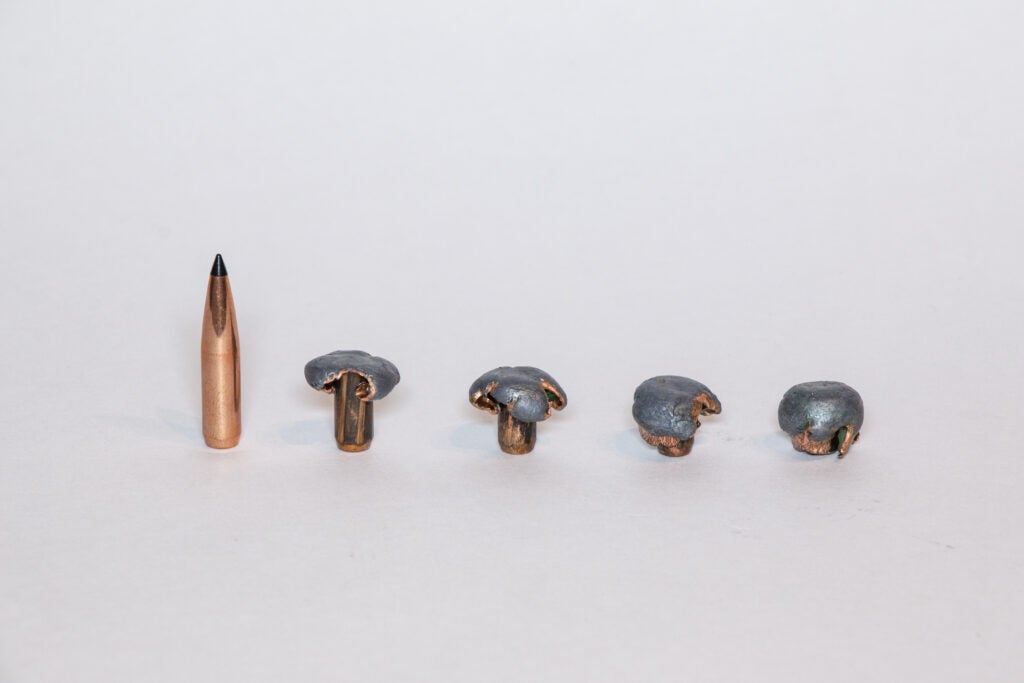 comparison of bullet deformation at different velocities.