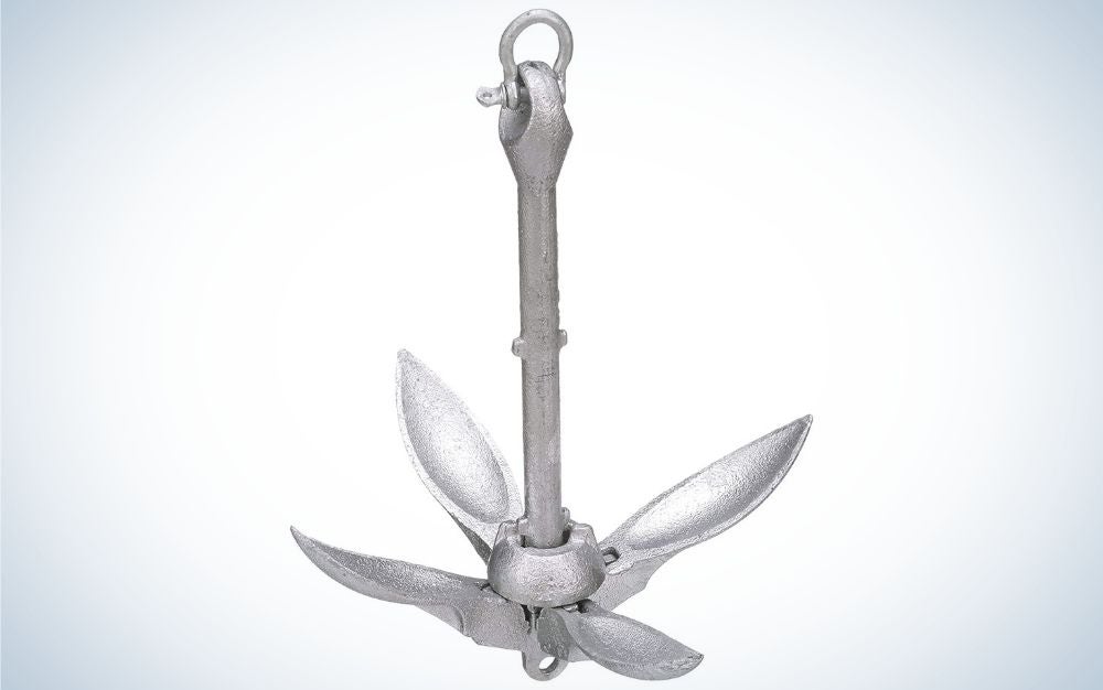 Seachoice grapnel is the best boat anchor for muddy and rocky bottom.