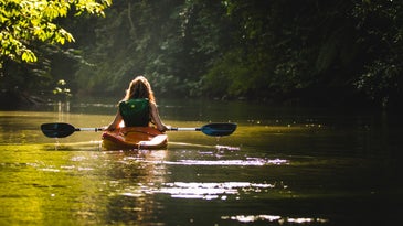 Kayaker paddling