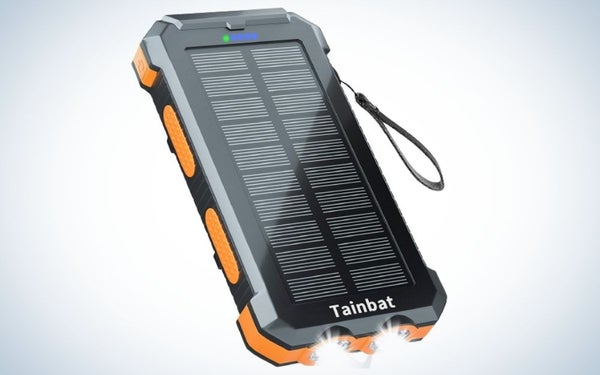 The Tainbat 30000 mAh solar charger is the best energy bank for camping.