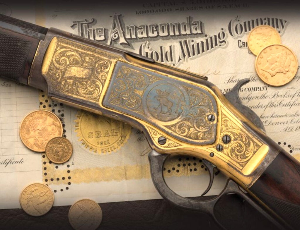 photo of elaborately engraved Winchester rifle