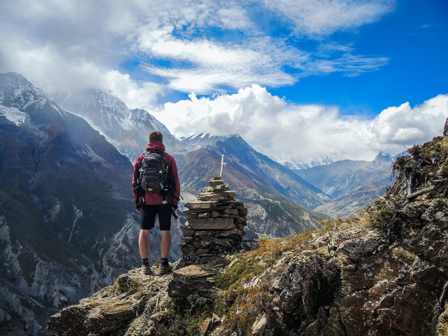 Man in hiking shorts, Nepal