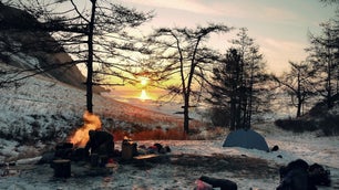 camp site in the winter