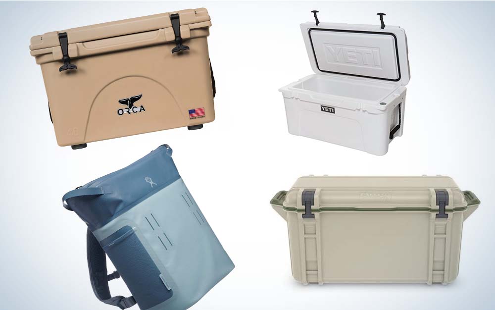Collage of Field & Stream's best camp coolers