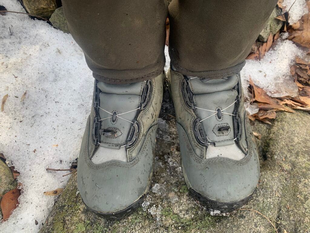 Gravel guards on the Simms G3 guide waders