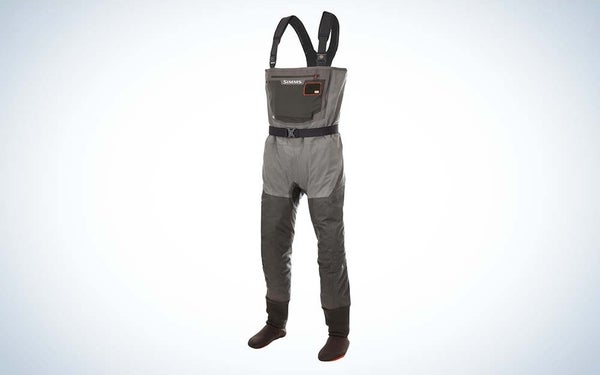 Simms G3 wader on blue and white background