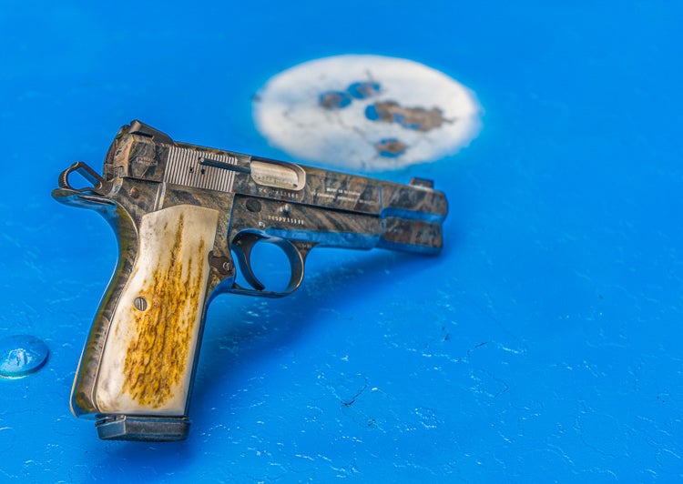 photo of handgun and target