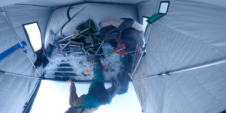 Video: Fisherman Drives Off With Ice Fishing Shanty—With His Buddy Still Inside
