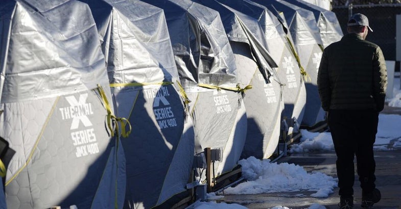 Ice-fishing tents have become a new shelter alternative for Colorado's homeless.