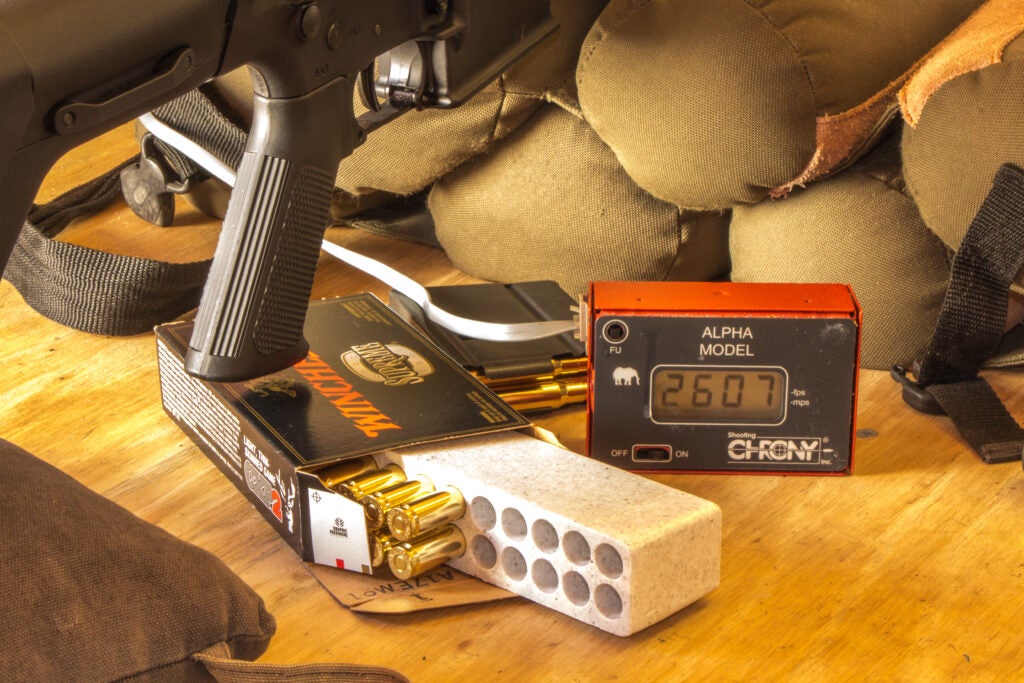 photo of rifle ammo and chronograph