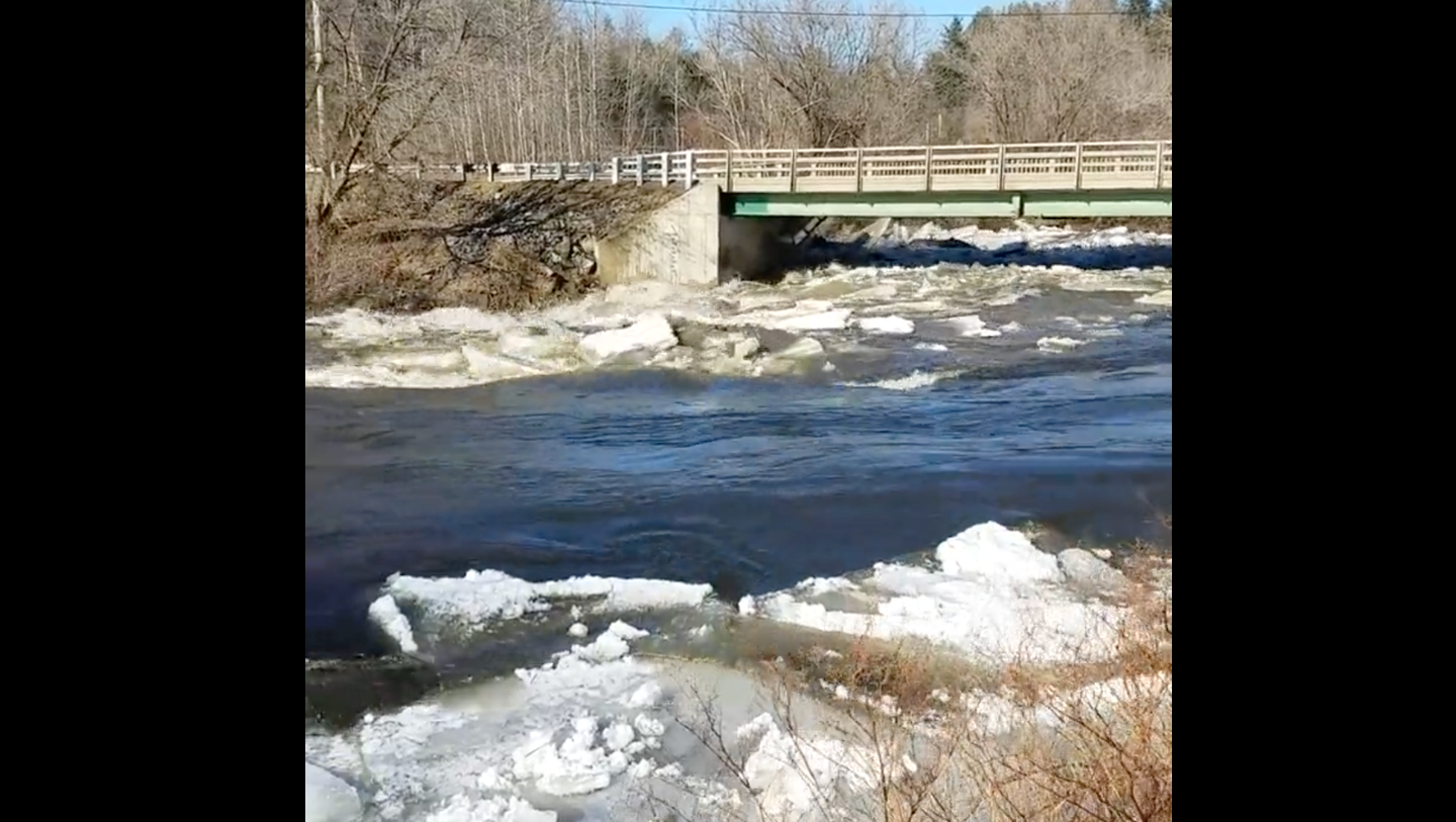 ice jam release sends huge rush of water and ice downstream