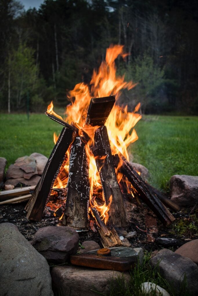 How to start fire: a pyramid style fire. 