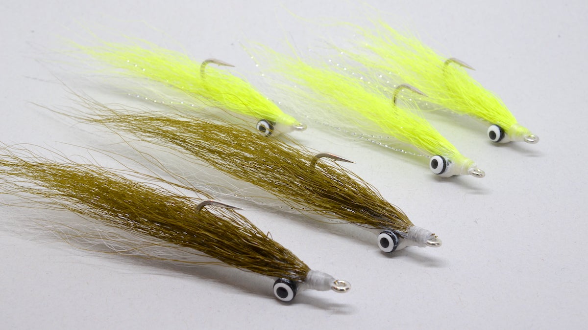 Clouser minnow fly fishing fly.