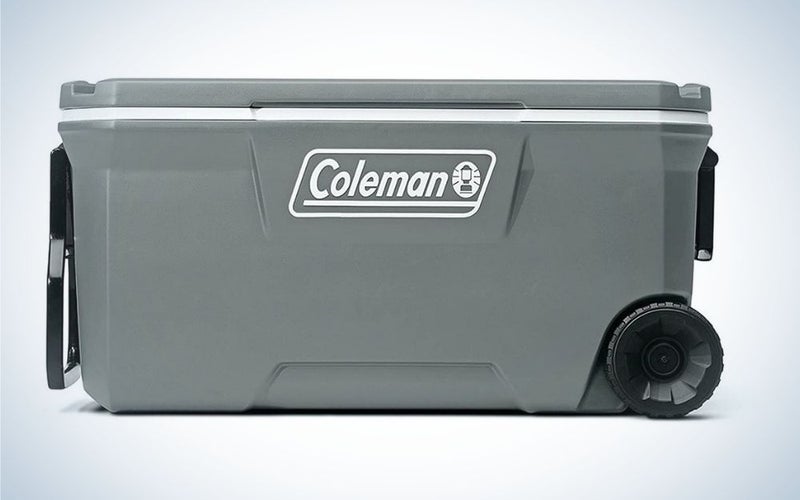 Coleman 316 Series 100-Quart Marine Wheeled Cooler is the best boat cooler with wheels.