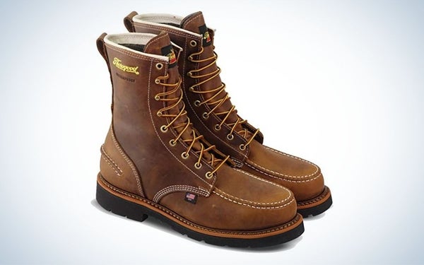 Thorogood 1957 Series 8” Steel Toe Waterproof Work Boots For Men are the best made in the USA logger boots.