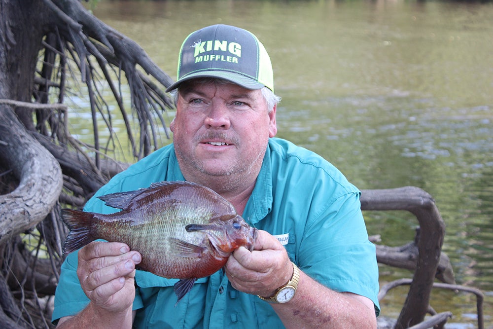 man holds large sunfish