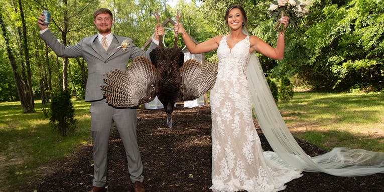 Groomsmen Team Up to Call In and Tag Gobbler During Pre-Wedding Photo Session