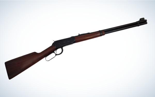 Winchester Model 1894 Lever Action Rifle on gray and white background