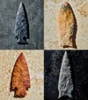 four handmade arrowheads