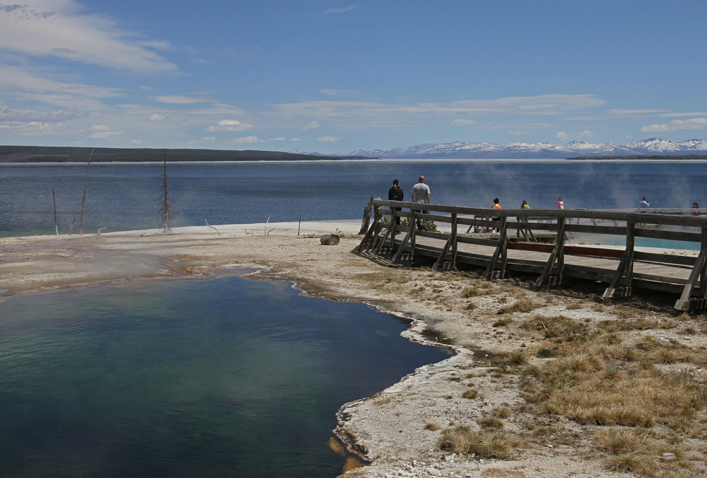 Visitors and Abyss Pool at West Thumb Geyser Basin