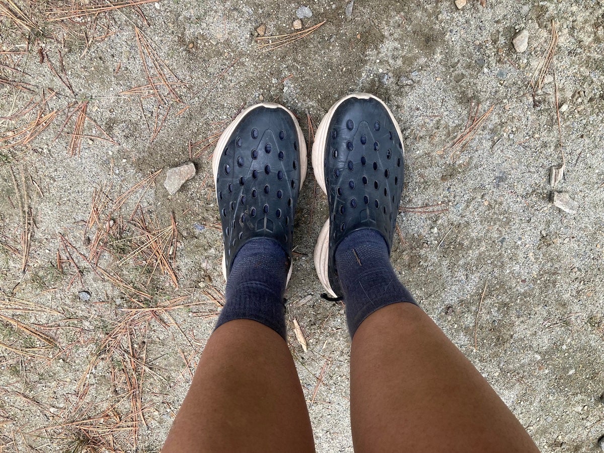 Hiker wearing Kane Revive camping shoes