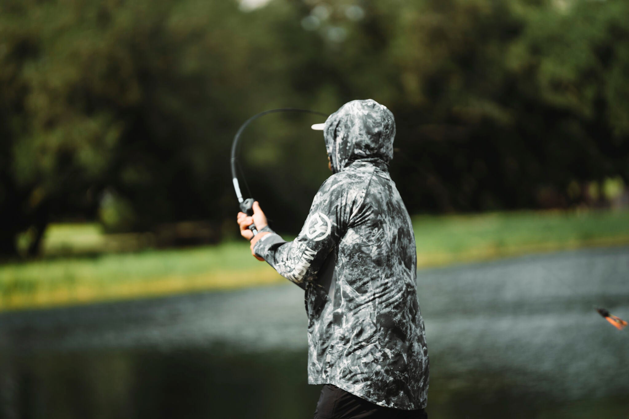 angler casts H20X fishing rod