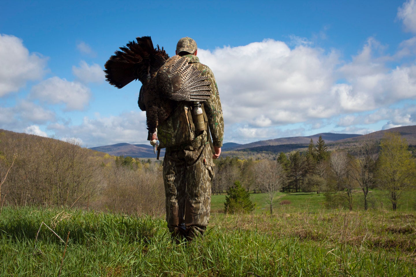 hunter holding turkey