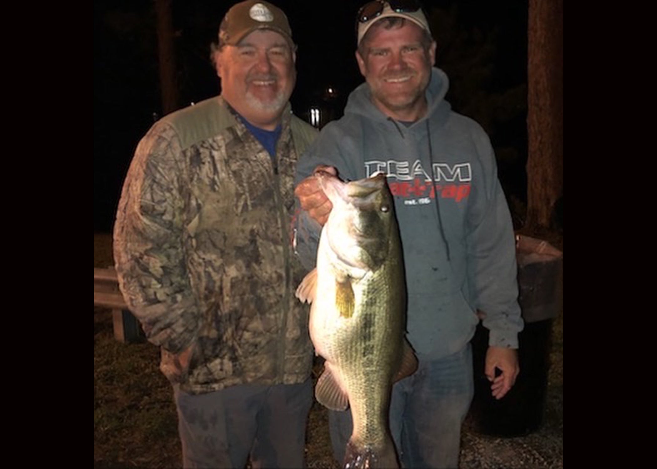 photo of big bass caught at night