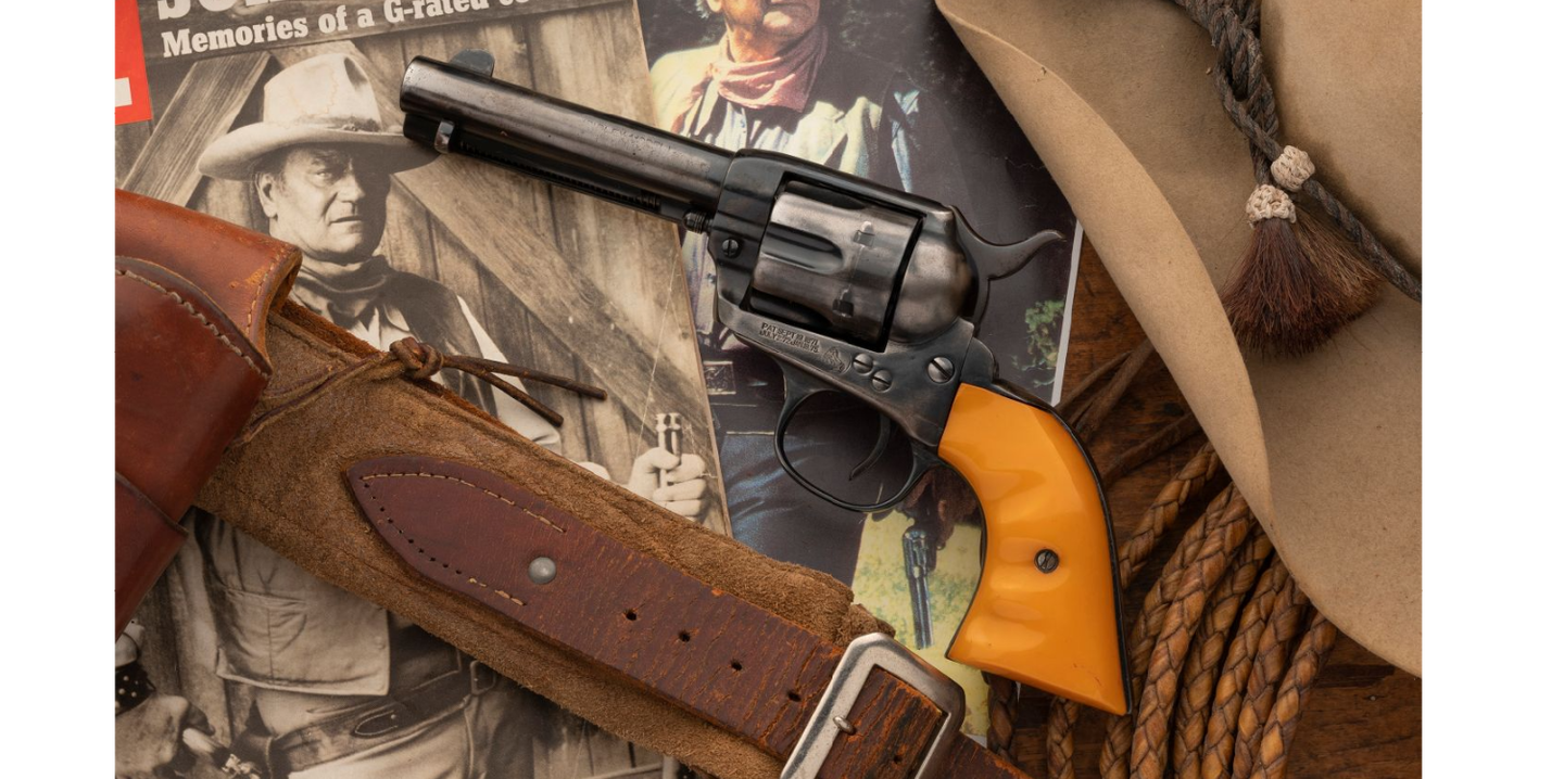 This Colt Single Action Army belonged to John Wayne and appeared in "The Cowboys," "True Grit," "Rooster Cogburn," and others. 