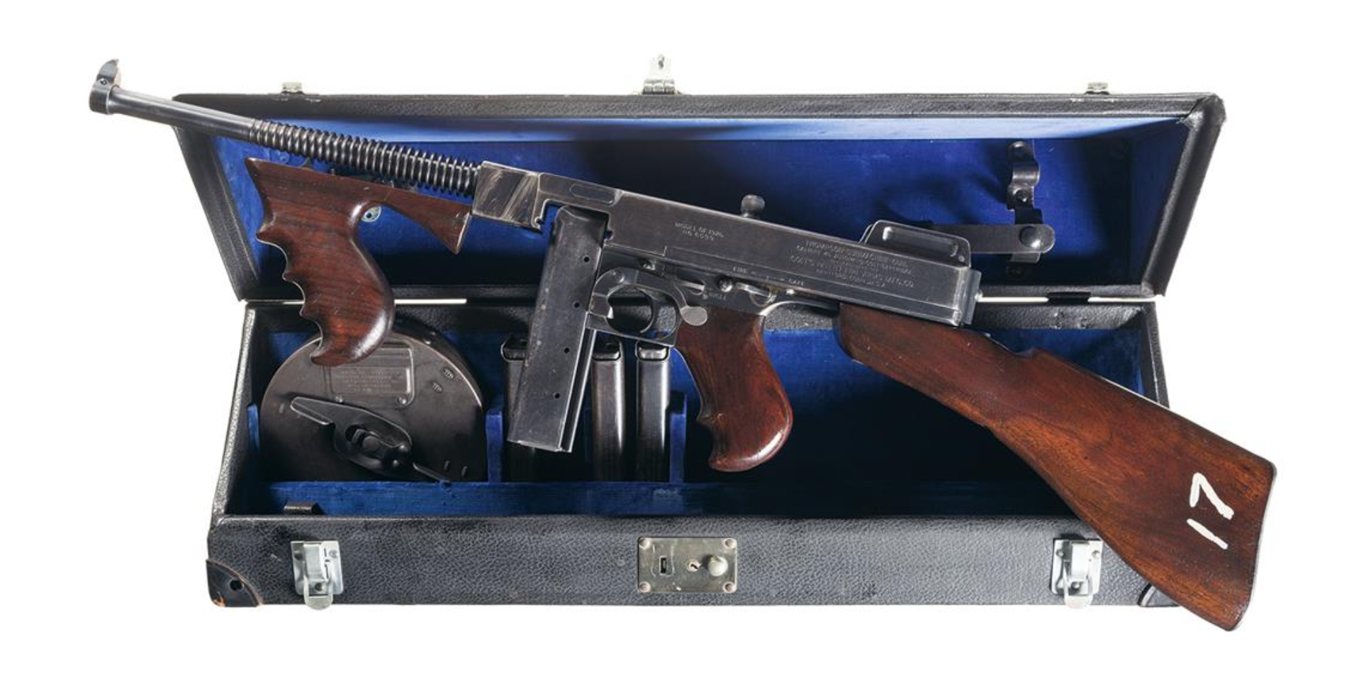 Thompson submachine gun in a case.