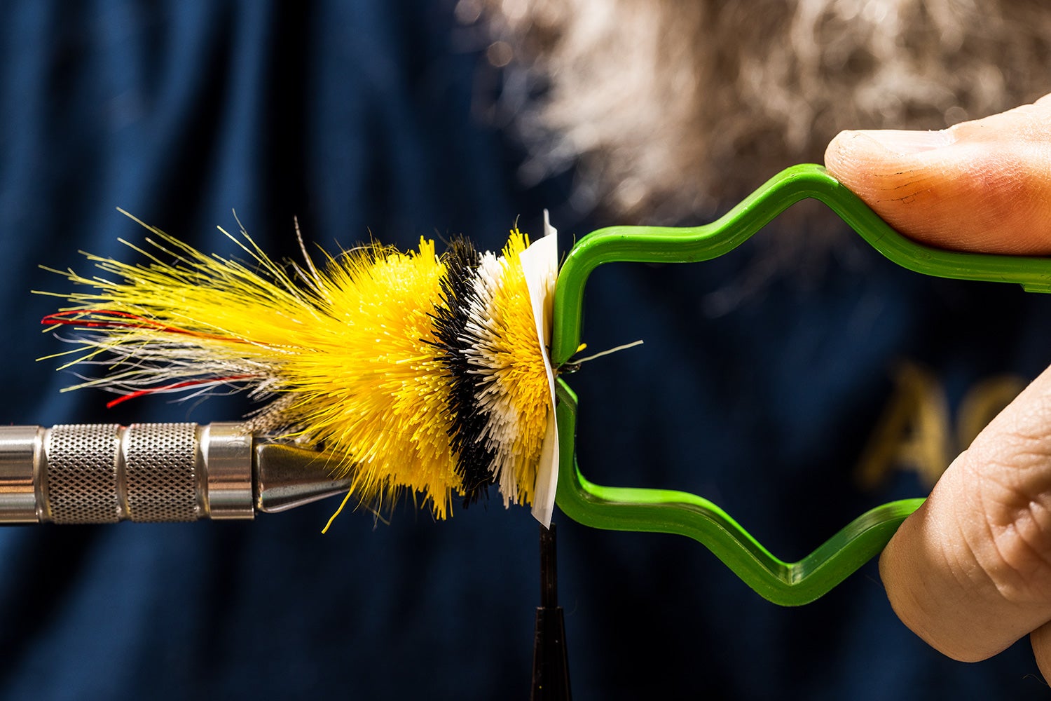 close-up of hair packer used for fly tying