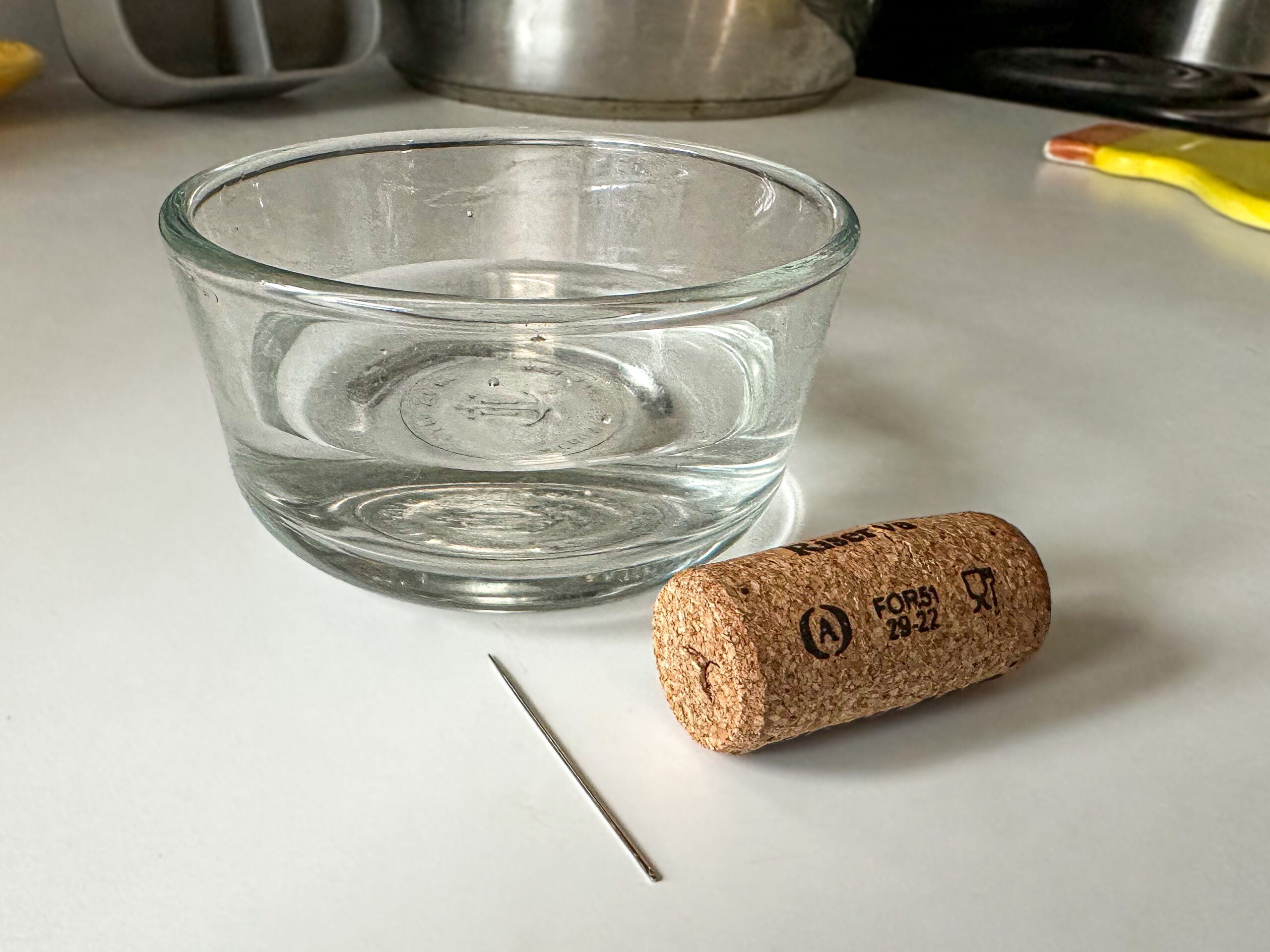 making a compass with a needle and cork