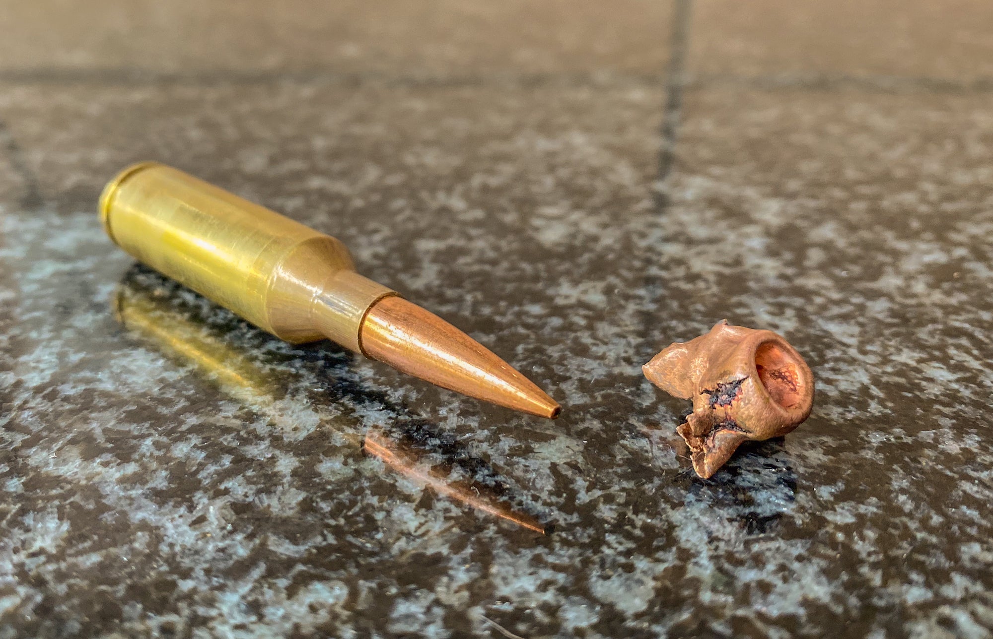 Expanded bullet on a table.