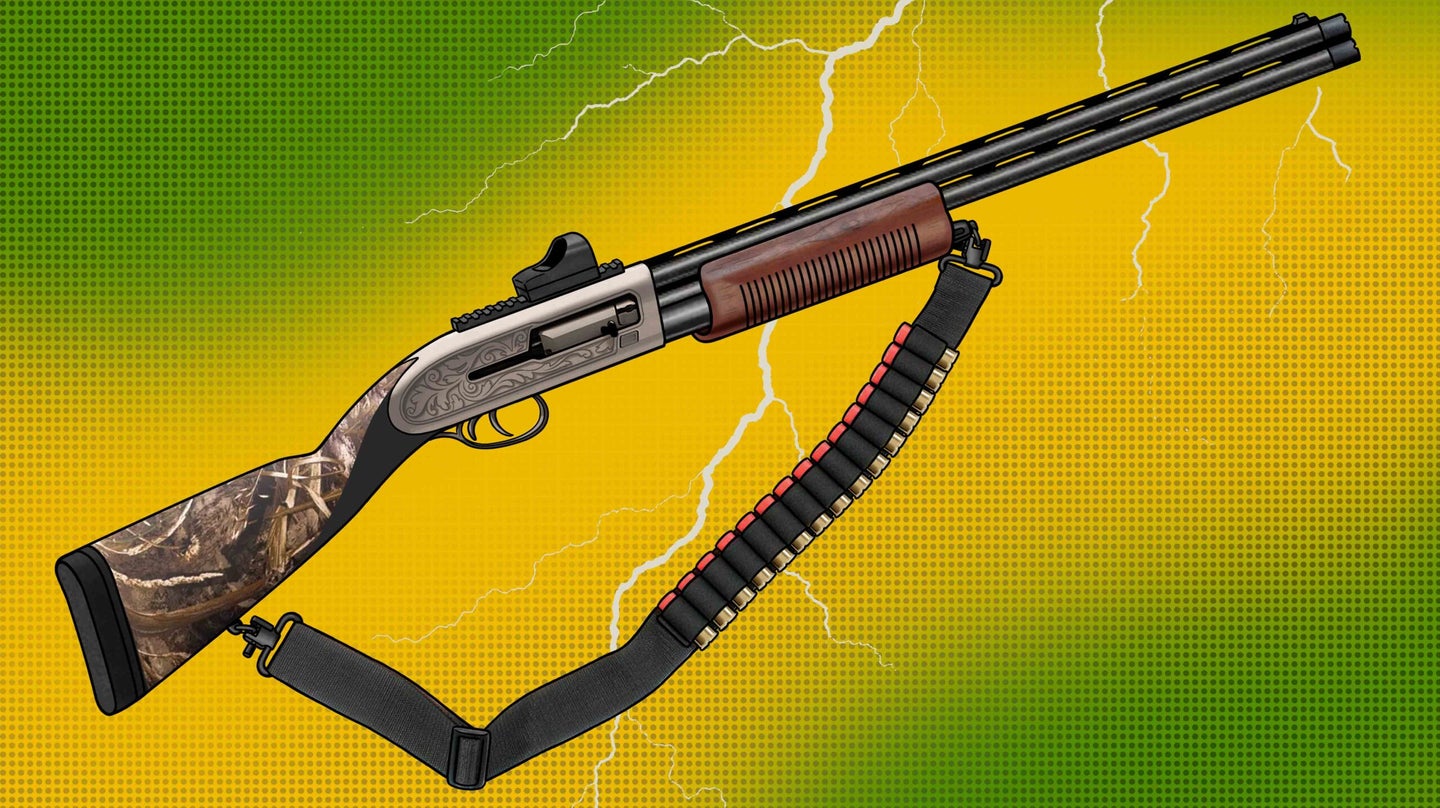 shotgun illustration surrounded by lightning