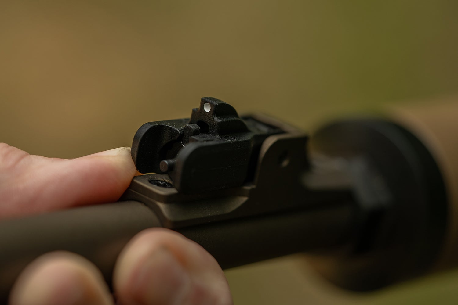 close-up of folding rifle sight