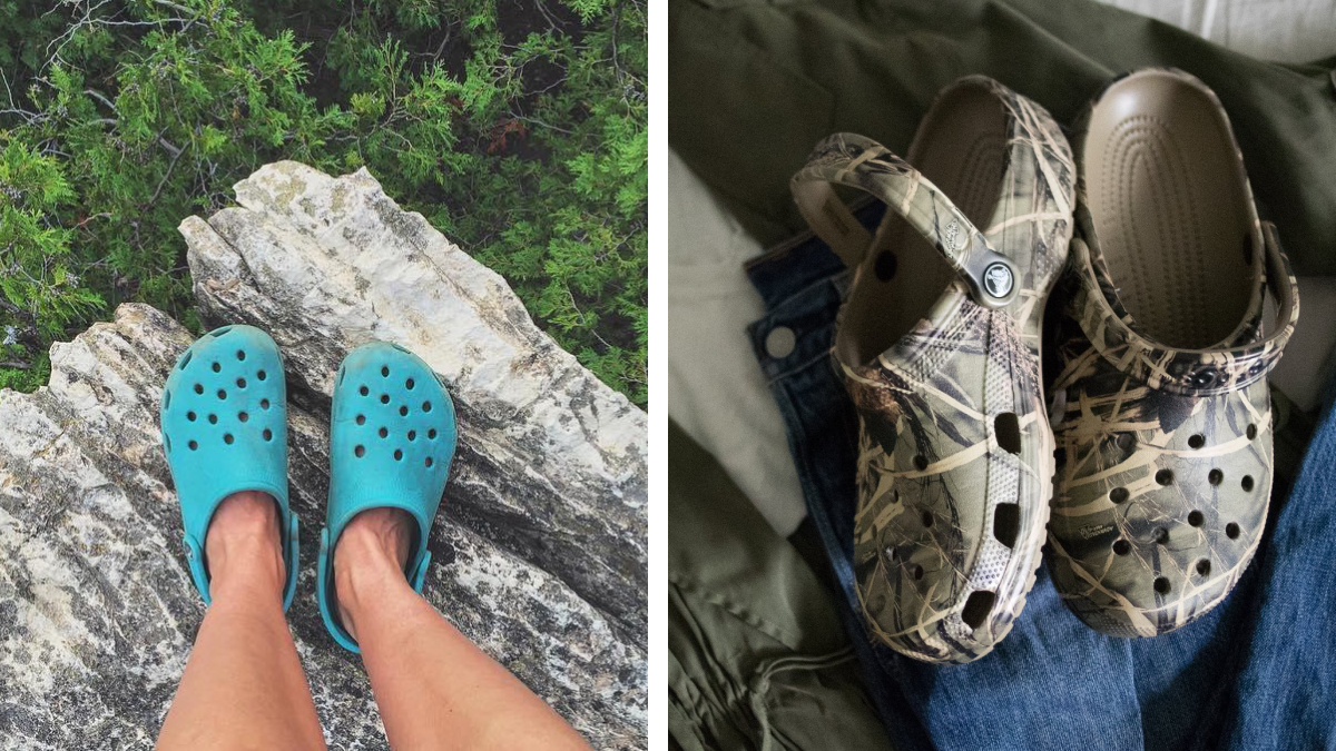 Crocs Classic Clogs in teal and Realtree camo