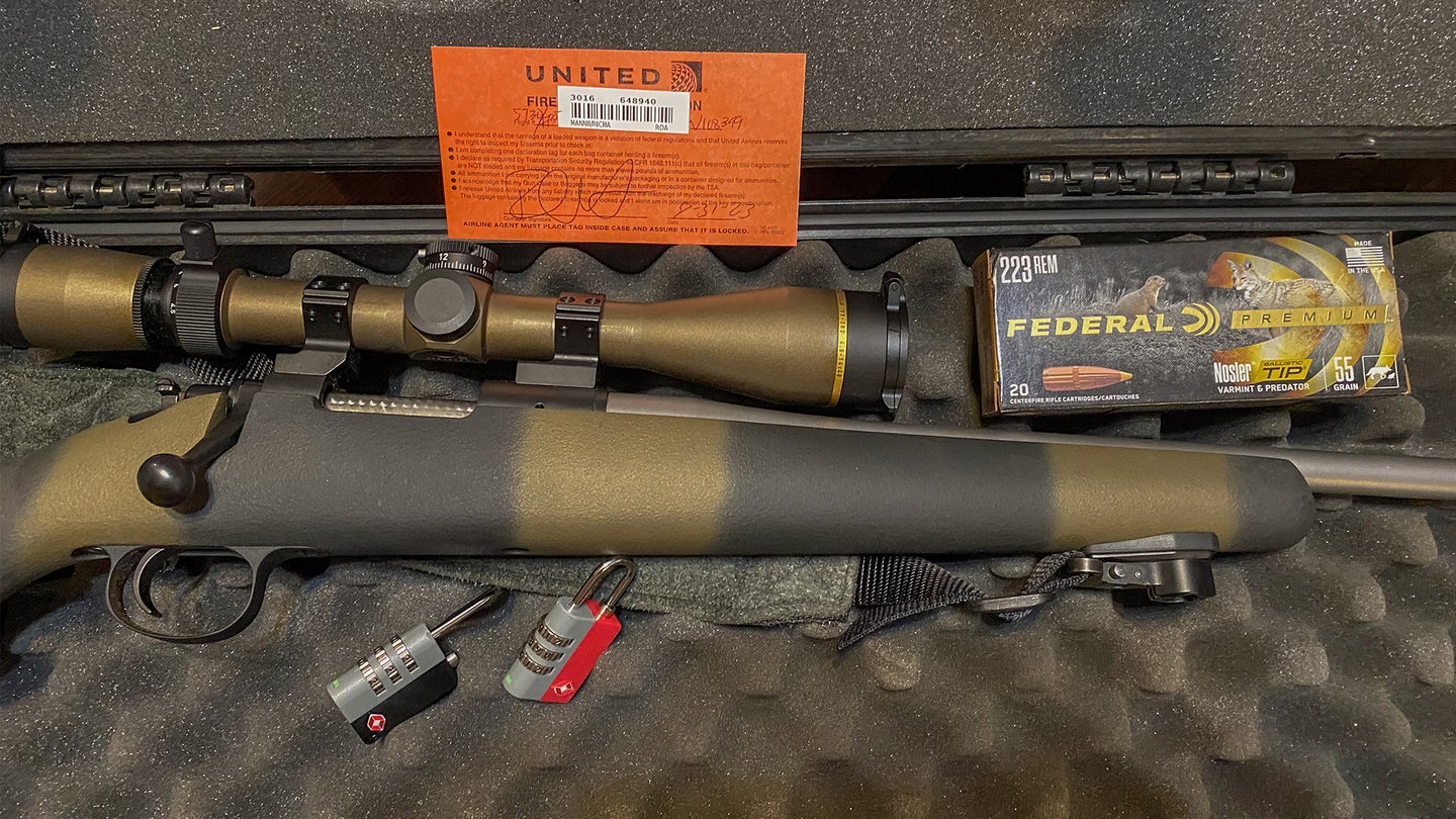photo of a rifle in gun case ready for flying