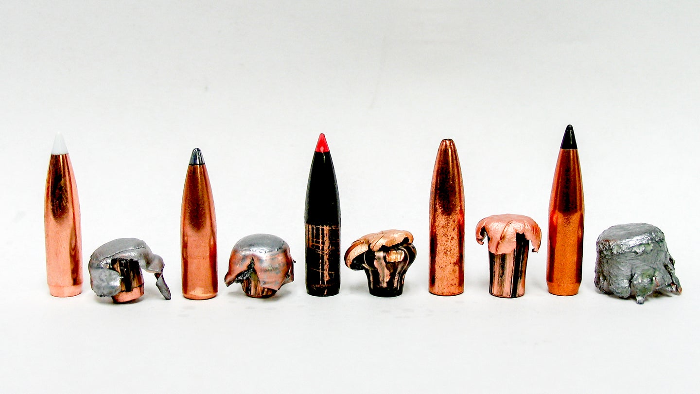 A row of bullets, showing what they are made of
