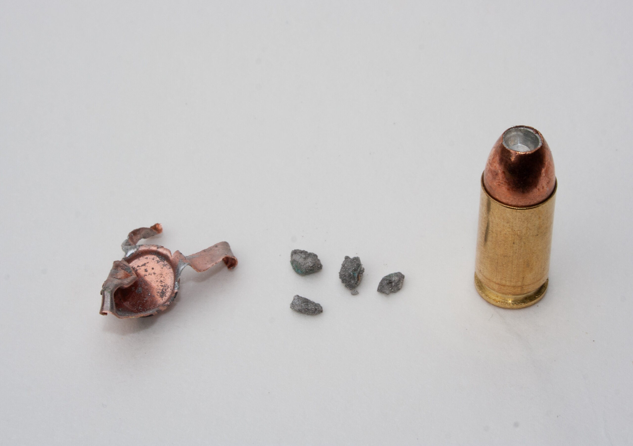 photo of a compressed-powder copper-core bullet