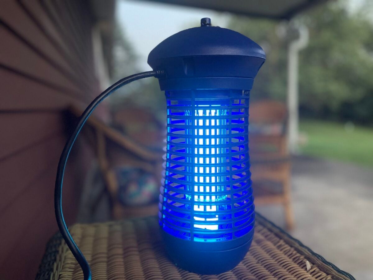 Livin' Well Bug Zapper plugged in on back patio
